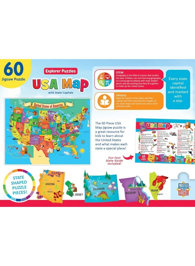 MasterPieces 60 Piece Educational Jigsaw Puzzle for Kids  USA Map State Shaped  165x1275