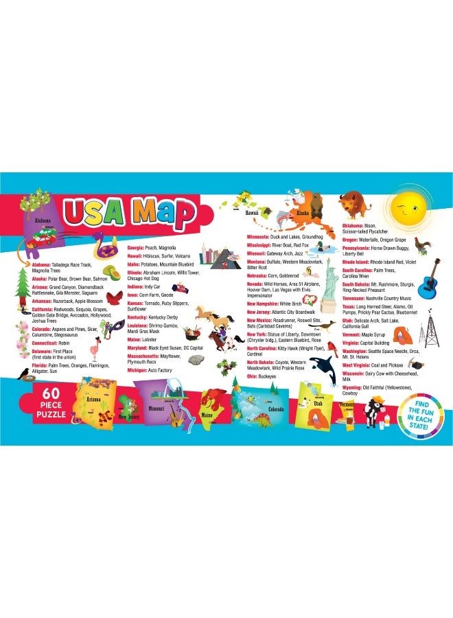 MasterPieces 60 Piece Educational Jigsaw Puzzle for Kids  USA Map State Shaped  165x1275