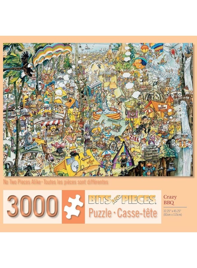 Bits and Pieces - 3000 Piece Jigsaw Puzzle for Adults - Crazy BBQ - 3000 pc Festival Scene Jigsaw by Artist Gerold Como