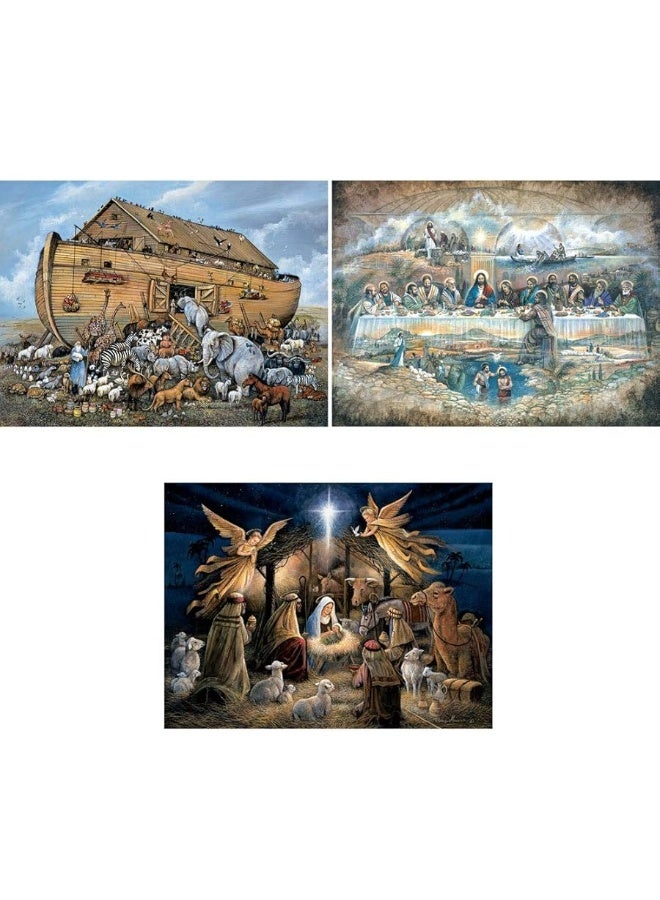 Bits and Pieces - Value Set of Three - 300 Piece Jigsaw Puzzles for Adults - Large Piece 300 pc Christian Jigsaws by Artist Ruane Manning - 18â€ x 24â€