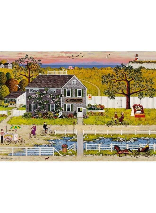 Buffalo Games - Charles Wysocki - Nantucket Flower Shop - 300 Piece Jigsaw Puzzle for Families Challenging Puzzle Perfect for Game Nights