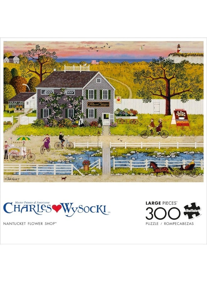 Buffalo Games - Charles Wysocki - Nantucket Flower Shop - 300 Piece Jigsaw Puzzle for Families Challenging Puzzle Perfect for Game Nights