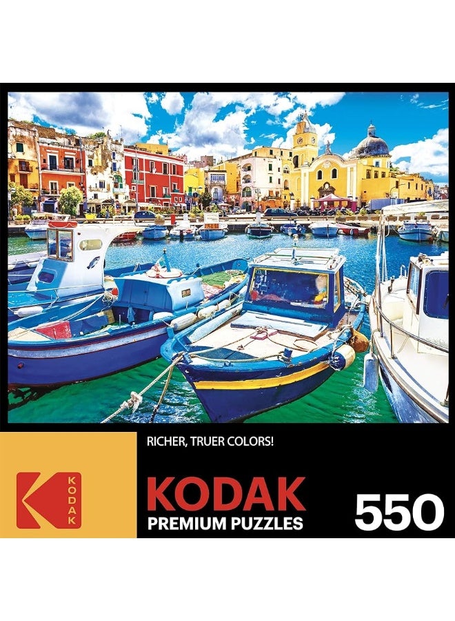 RoseArt - Kodak Premium - Colorful Procida Island and Boats, Italy - 550 Piece Jigsaw Puzzle for Adults