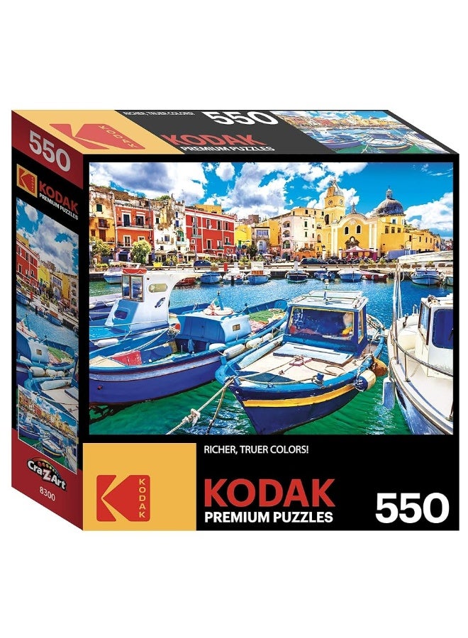 RoseArt - Kodak Premium - Colorful Procida Island and Boats, Italy - 550 Piece Jigsaw Puzzle for Adults