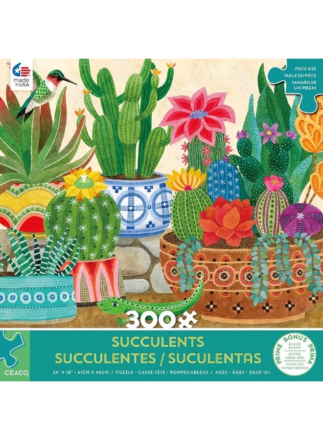 Ceaco - Succulents Collection - Stephanie's Succulents - 300 Piece Oversized Jigsaw Puzzle