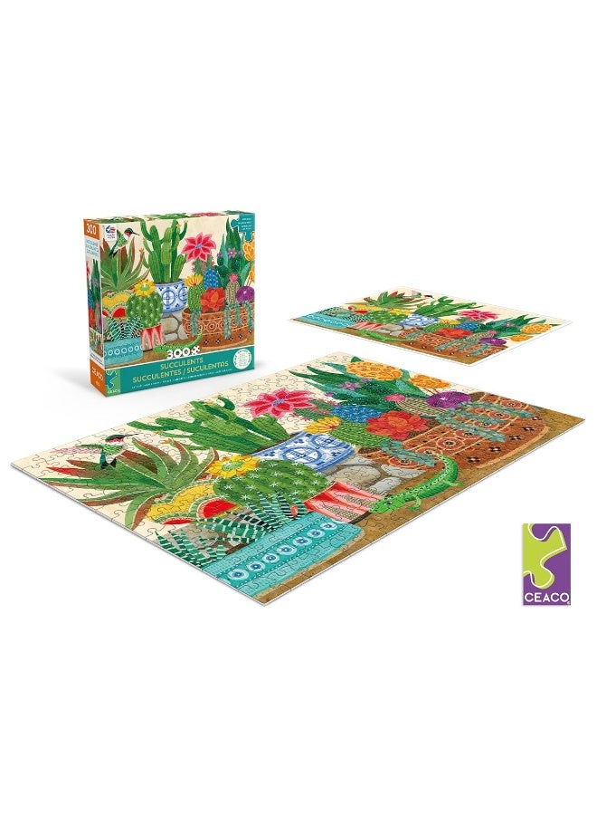 Ceaco - Succulents Collection - Stephanie's Succulents - 300 Piece Oversized Jigsaw Puzzle