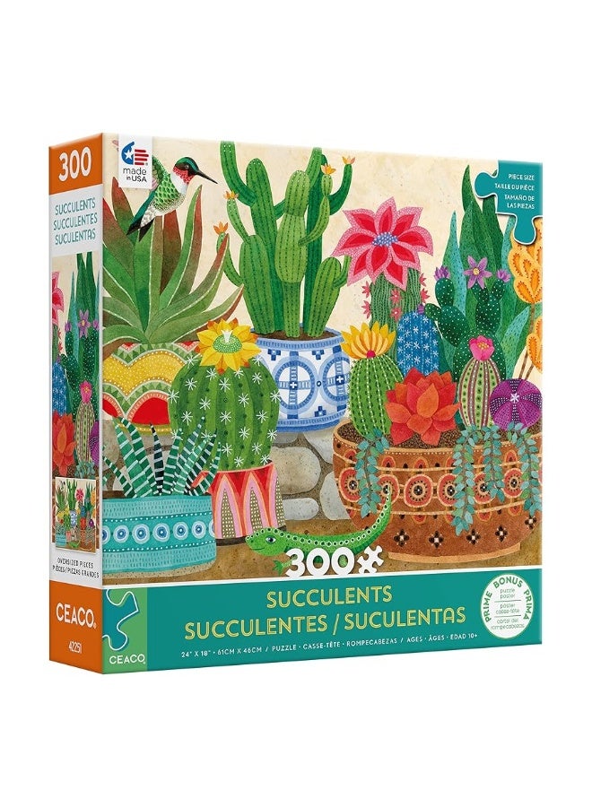 Ceaco - Succulents Collection - Stephanie's Succulents - 300 Piece Oversized Jigsaw Puzzle