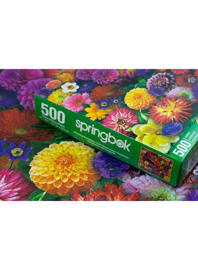 Springbok Blooming Every Daisy 500 Piece Jigsaw Puzzle for Adults - Colorful Flower Collage - Unique Cut Pieces - Great for Relaxing and Mindful Activity - Finished Size 23.5