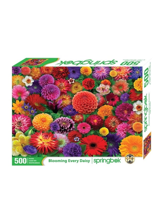 Springbok Blooming Every Daisy 500 Piece Jigsaw Puzzle for Adults - Colorful Flower Collage - Unique Cut Pieces - Great for Relaxing and Mindful Activity - Finished Size 23.5