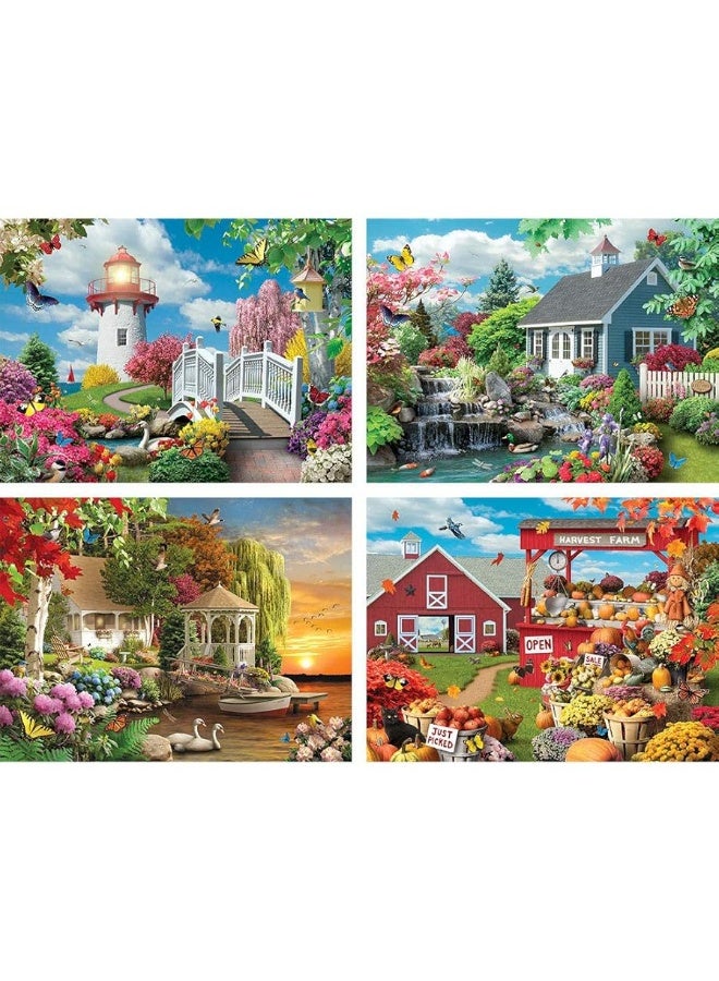 Bits and Pieces â€“ 4-in-1 Multi-Pack - 500 Piece Jigsaw Puzzles for Adults â€“ 500 pc Large Piece Puzzle Set Bundle by Artist Alan Giana - 16