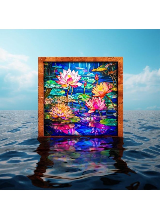 Bgraamiens PuzzleStained Glass Waterlily1000 pieces Stained Glass Puzzle for Adults Stained Glass Art Puzzle with Flowers Impossible Puzzle Color Challenge Puzzle for adults