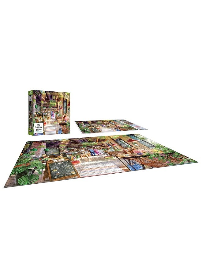 RoseArt  My Happy Place  Neighborhood Cafe  750 Piece Jigsaw Puzzle for Adults