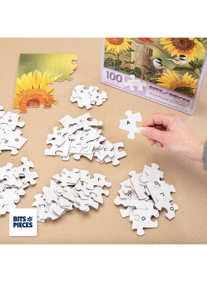 Bits and Pieces - 100 Piece Jigsaw Puzzle - A Touch of Spring by Artist Jane Maday - Cute Bunnies - 100 pc Jigsaw