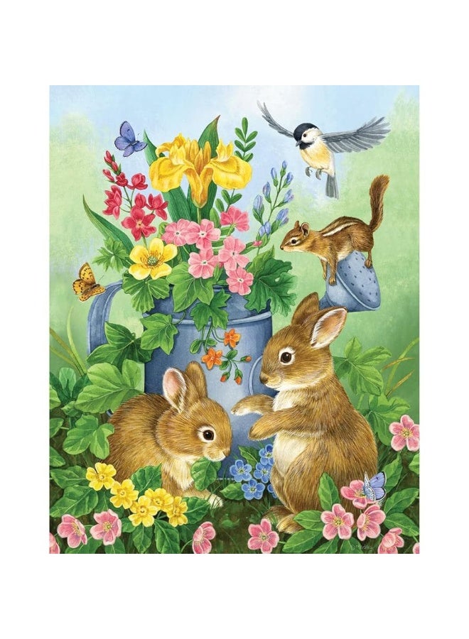 Bits and Pieces - 100 Piece Jigsaw Puzzle - A Touch of Spring by Artist Jane Maday - Cute Bunnies - 100 pc Jigsaw