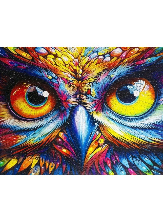 Springbok Look of The Wild 1000 Piece Jigsaw Puzzle for Adults - Vivid Fantasy Owl Face by Artist Michael Warn - Finished Size of 30