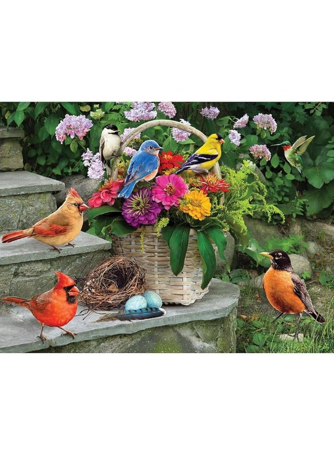 Bits and Pieces - 1000 Piece Jigsaw Puzzle for Adults - Birds On The Porch Steps - 1000 pc Flowers Jigsaw by Greg Giordano - 18