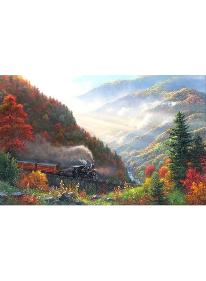 SUNSOUT INC - Great Smoky Mountain Railroad - 500 pc Jigsaw Puzzle by Artist: Mark Keathley - Finished Size 18