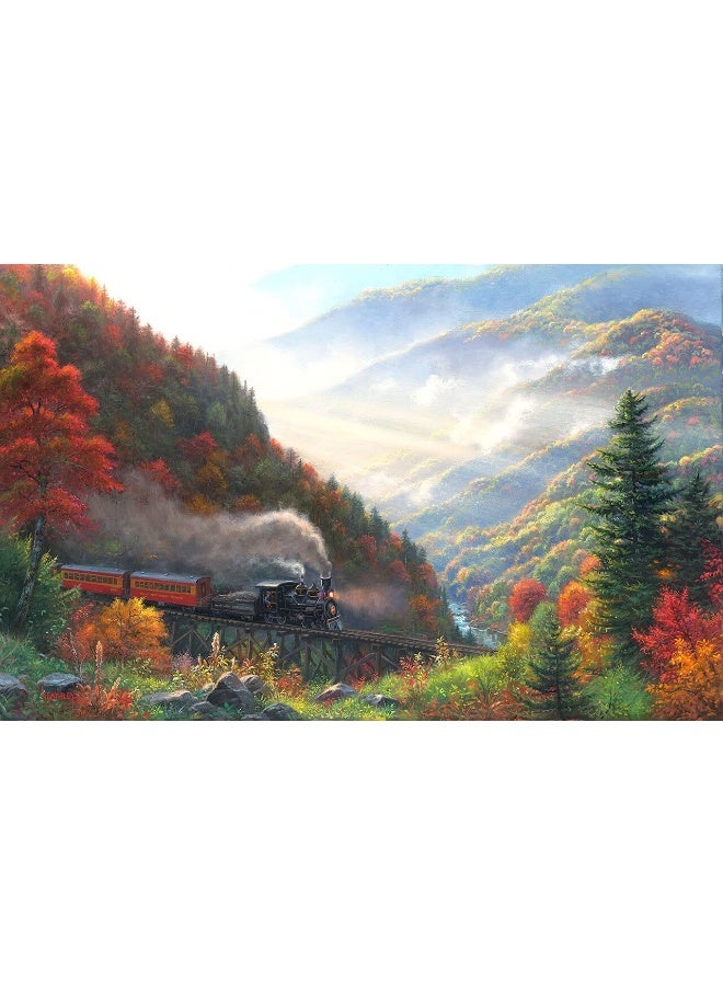 SUNSOUT INC - Great Smoky Mountain Railroad - 500 pc Jigsaw Puzzle by Artist: Mark Keathley - Finished Size 18