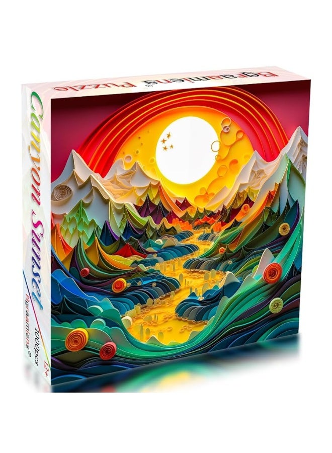 Bgraamiens PuzzleCanyon Sunset1000 pieces Modern Art Puzzle Canyon Puzzle 3D Visual Mountain Scenery Puzzle Unique Color Challenge Puzzle