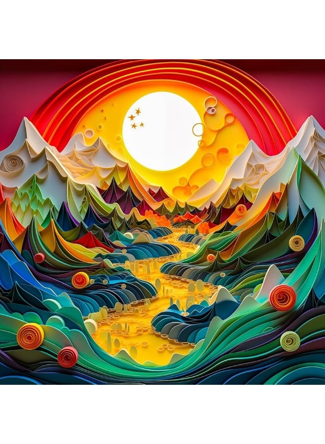 Bgraamiens PuzzleCanyon Sunset1000 pieces Modern Art Puzzle Canyon Puzzle 3D Visual Mountain Scenery Puzzle Unique Color Challenge Puzzle