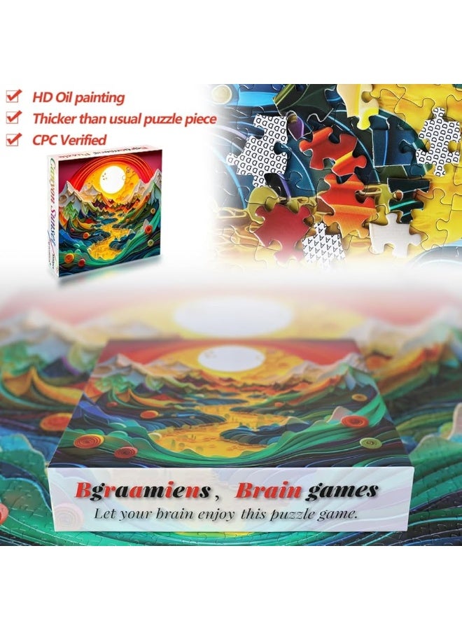 Bgraamiens PuzzleCanyon Sunset1000 pieces Modern Art Puzzle Canyon Puzzle 3D Visual Mountain Scenery Puzzle Unique Color Challenge Puzzle