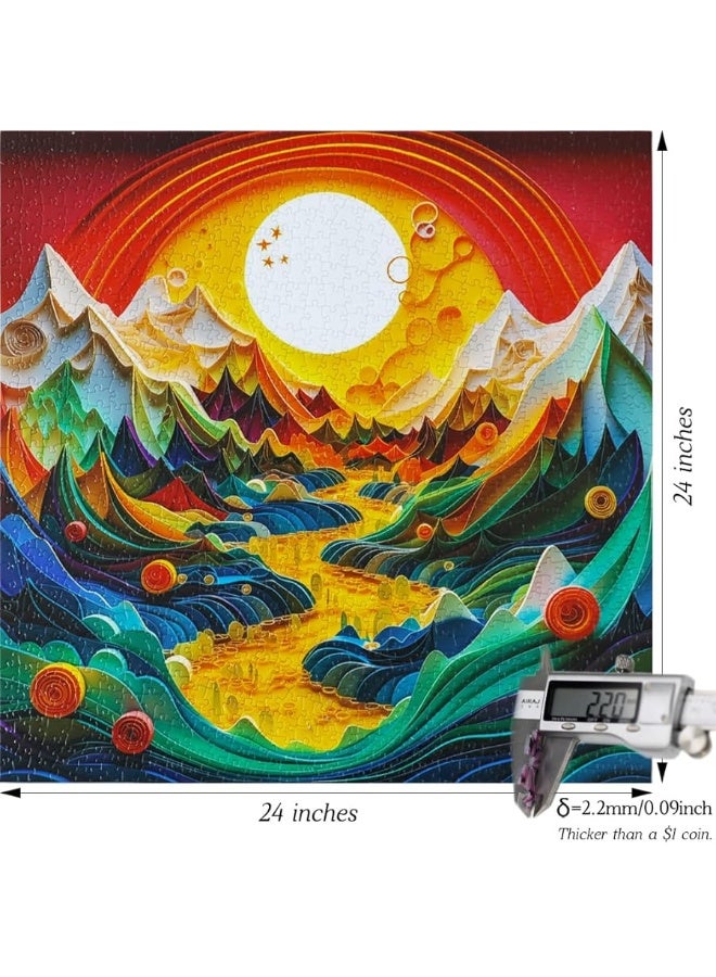 Bgraamiens PuzzleCanyon Sunset1000 pieces Modern Art Puzzle Canyon Puzzle 3D Visual Mountain Scenery Puzzle Unique Color Challenge Puzzle