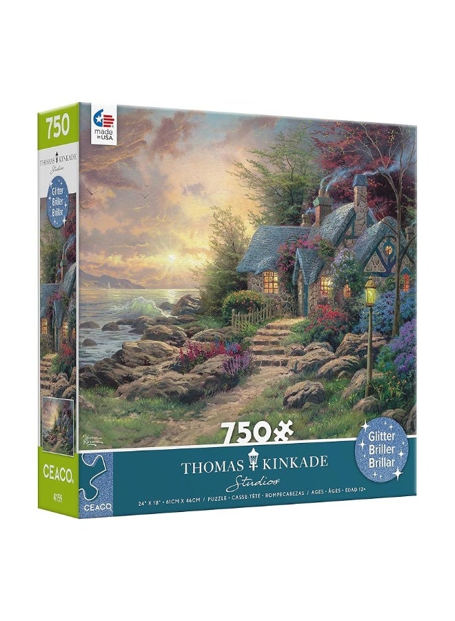 Ceaco - Thomas Kinkade - Seaside Hideaway - Glitter - 750 Piece Jigsaw Puzzle