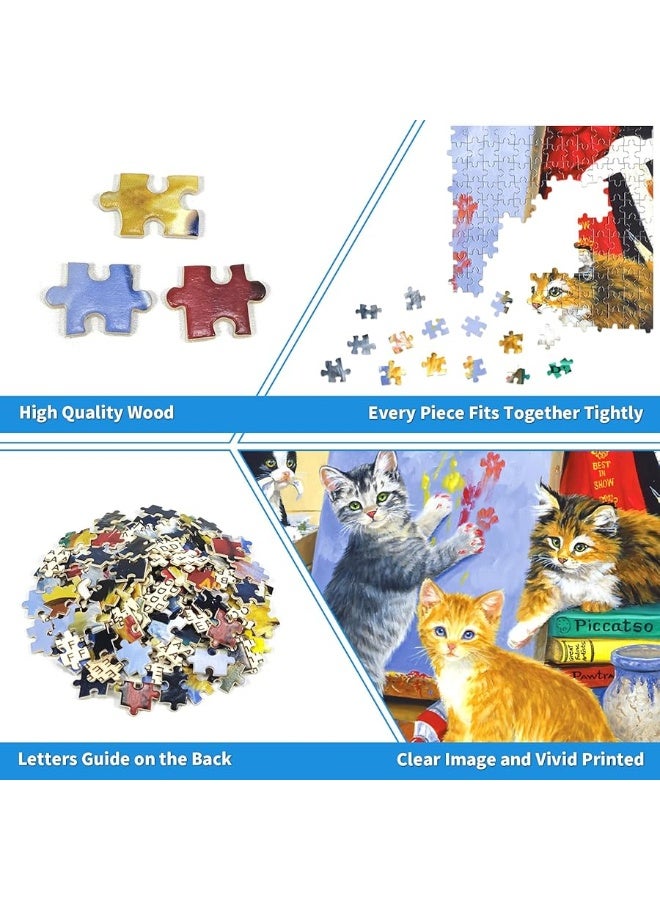 1000 Piece Puzzle for Adults Mini Puzzle Naughty Cats Puzzles Cute Kittens Jigsaw Puzzles 1000 Pieces Teens Kids Toy Gift Cat Wooden Puzzle for Adults Wooden Puzzle 1000 Piece Puzzle