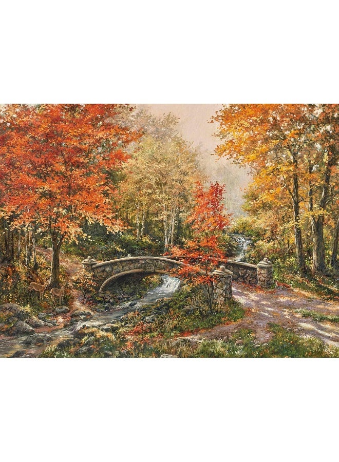 Ceaco - Thomas Kinkade - Fall at Fox Creek Bridge - 300 Oversized Piece Jigsaw Puzzle