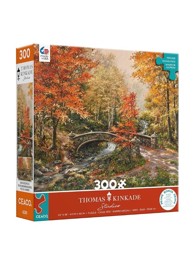 Ceaco - Thomas Kinkade - Fall at Fox Creek Bridge - 300 Oversized Piece Jigsaw Puzzle