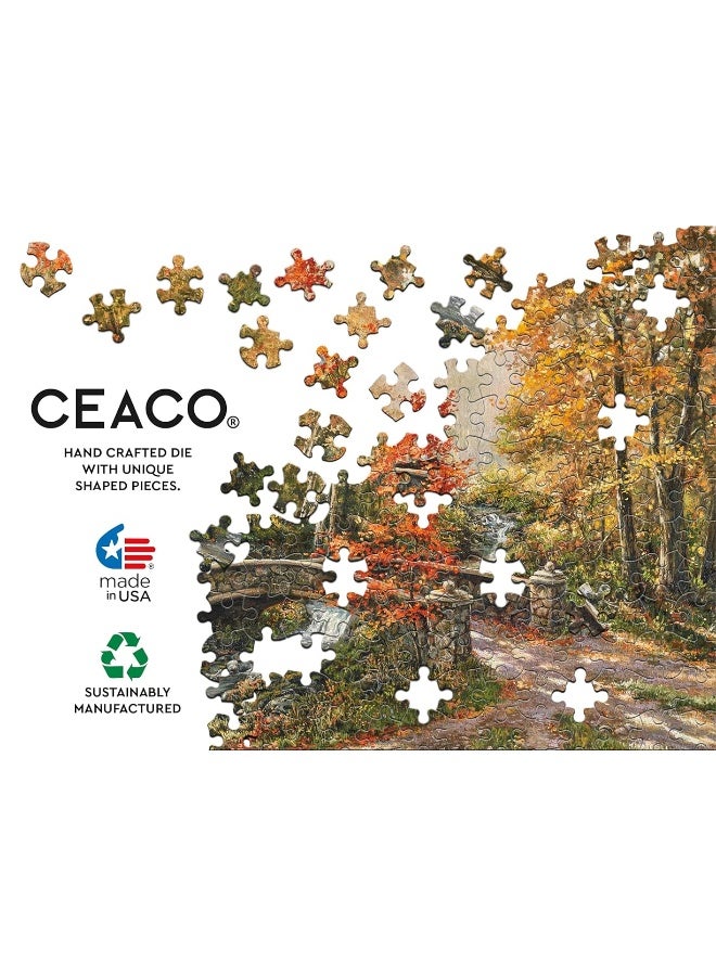 Ceaco - Thomas Kinkade - Fall at Fox Creek Bridge - 300 Oversized Piece Jigsaw Puzzle