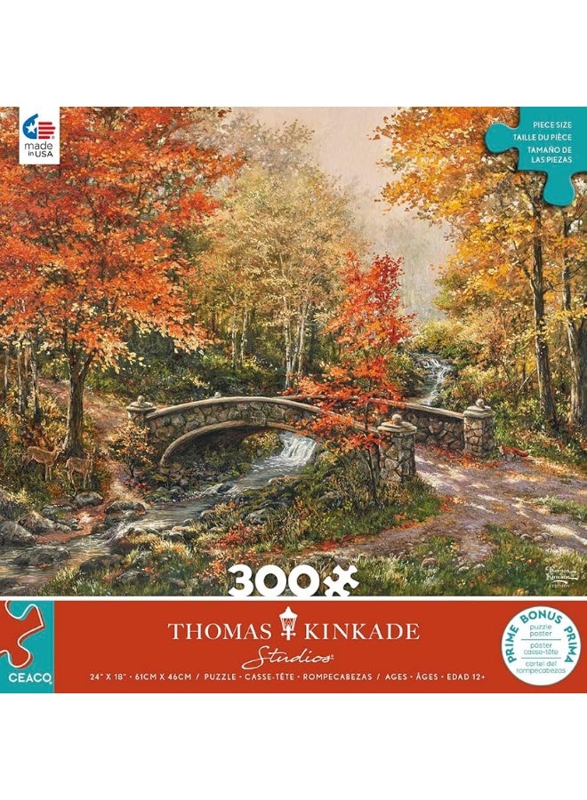 Ceaco - Thomas Kinkade - Fall at Fox Creek Bridge - 300 Oversized Piece Jigsaw Puzzle