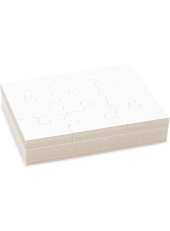 Bright Creations 24 Sheets Blank Puzzles to Draw On Bulk, 5.5 x 4 Inch Jigsaw Puzzle Pieces for DIY, Arts and Crafts Projects