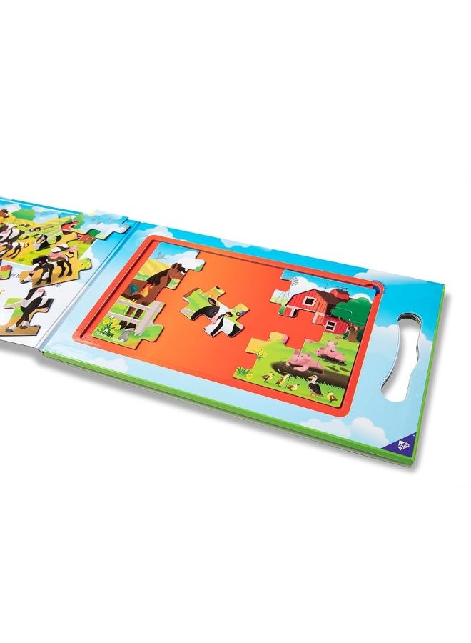 Melissa & Doug Take-Along Magnetic Jigsaw Puzzles Travel Toy On the Farm (2 15-Piece Puzzles) - FSC Certified