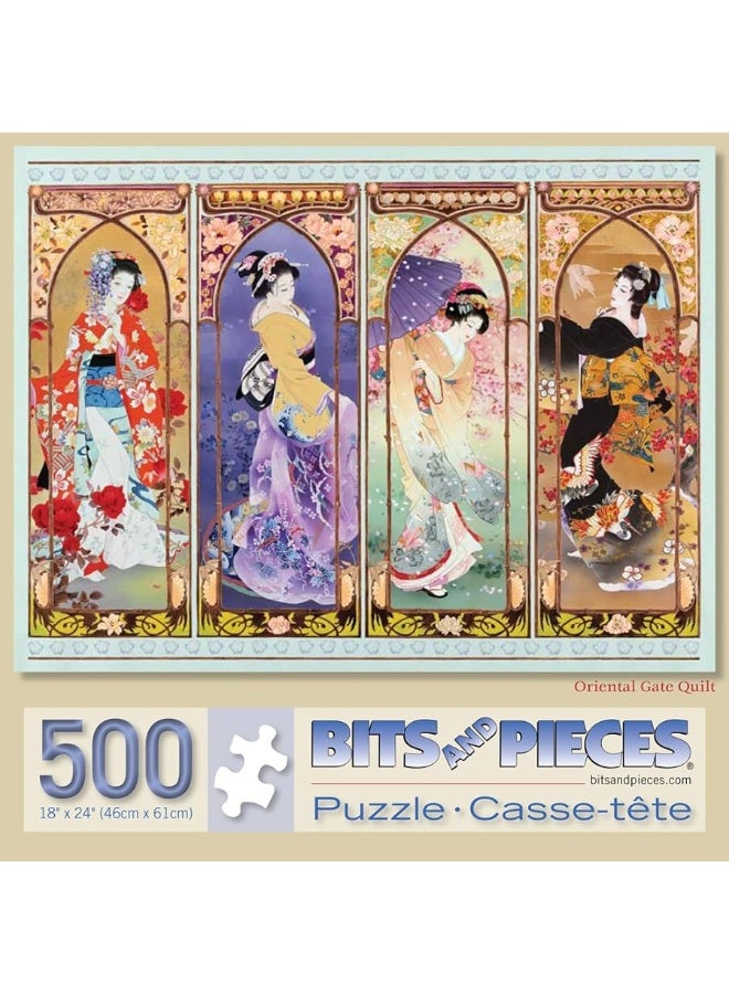 Bits and Pieces  500 Piece Jigsaw Puzzle for Adults  Oriental Gate Quilt  500 pc Geisha Jigsaw by Artist Haruyo Morita