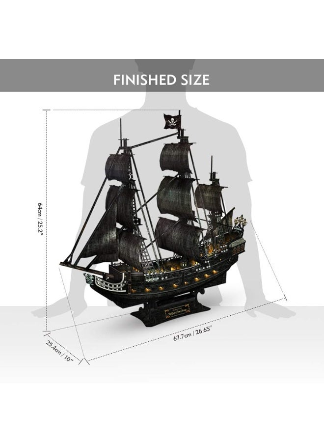 3D Puzzles for Adults - Led Pirate Ship Queen Anne's Revenge - Large 27'' Sailboat Puzzles - Desk Decor/House Warming/New Home/Christmas/Anniversary/Teacher Appreciation Gifts