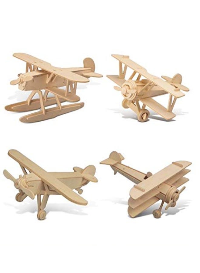 Puzzled Wooden Airplane Model Kits  Water Plane Spirit of St Louis Nieuport 17  TriPlane 3D Wooden Puzzles Set Educational Adults and Kids Toys DIY Airplane Kit  4 Pack