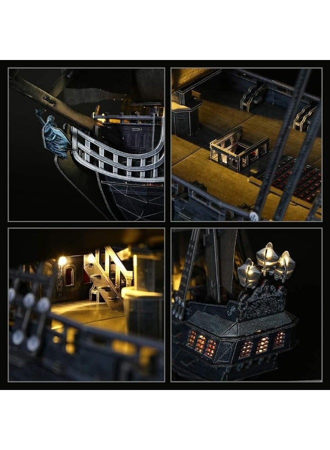 3D Puzzles for Adults Home Decor Pirate Ship Gifts for Men Women Model Kits Brain Teaser Puzzles for Adults Teacher Gifts,Queen Anne's Revenge 340 Pcs