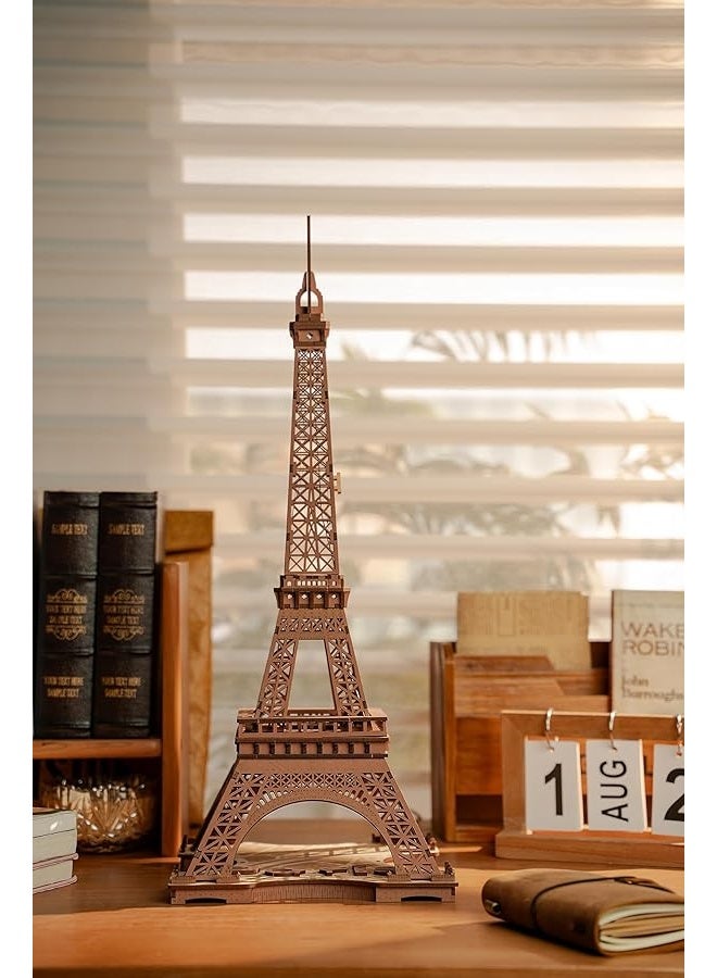 ROBOTIME 3D Puzzle for Adults DIY Model Building Kit with LED Light Wooden Eiffel Tower Craft Kit Architecture Toy Set Brain Teaser Gifts for Kids Teens