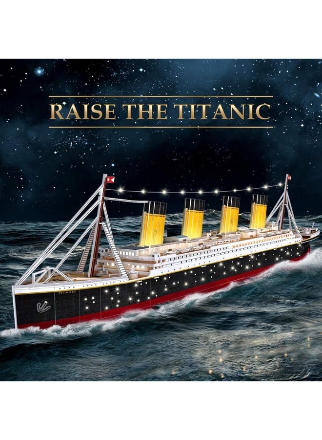 CubicFun Titanic 3D LED Puzzles for Adults 88 CM 266 Pieces,Titanic Toys for Adults Teens, Home Decor Birthday Gifts Adults Easter Gifts Teacher Gifts