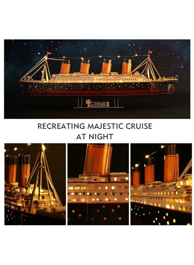 CubicFun Titanic 3D LED Puzzles for Adults 88 CM 266 Pieces,Titanic Toys for Adults Teens, Home Decor Birthday Gifts Adults Easter Gifts Teacher Gifts