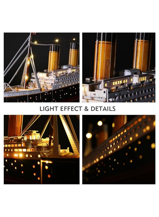 CubicFun Titanic 3D LED Puzzles for Adults 88 CM 266 Pieces,Titanic Toys for Adults Teens, Home Decor Birthday Gifts Adults Easter Gifts Teacher Gifts