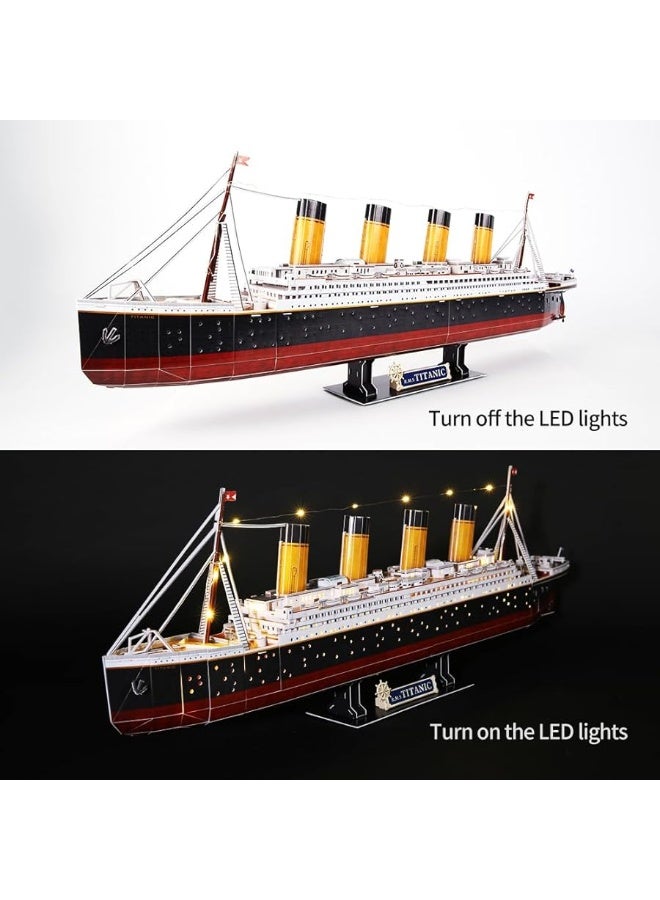 CubicFun Titanic 3D LED Puzzles for Adults 88 CM 266 Pieces,Titanic Toys for Adults Teens, Home Decor Birthday Gifts Adults Easter Gifts Teacher Gifts