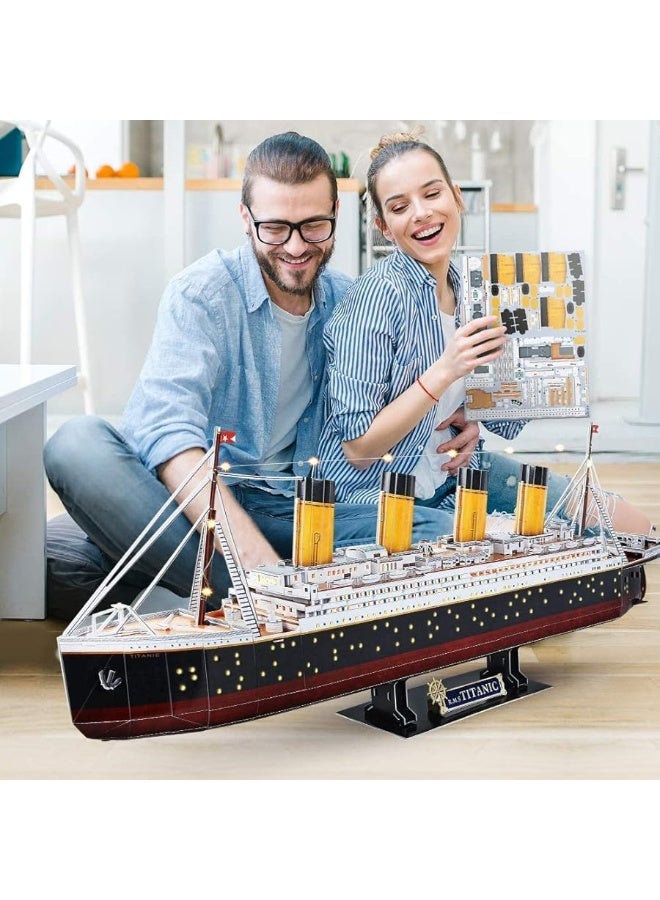 CubicFun Titanic 3D LED Puzzles for Adults 88 CM 266 Pieces,Titanic Toys for Adults Teens, Home Decor Birthday Gifts Adults Easter Gifts Teacher Gifts