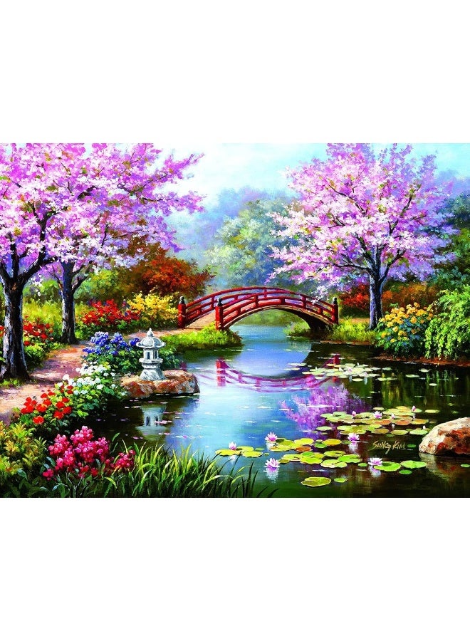 SUNSOUT INC - Japanese Garden in Bloom - 300 pc Jigsaw Puzzle by Artist: Sung Kim - Finished Size 18