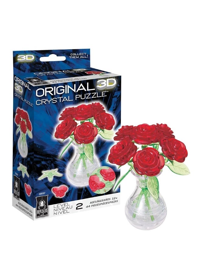 BePuzzled | Roses in Vase Original 3D Crystal Puzzle, Ages 12 and Up, Red