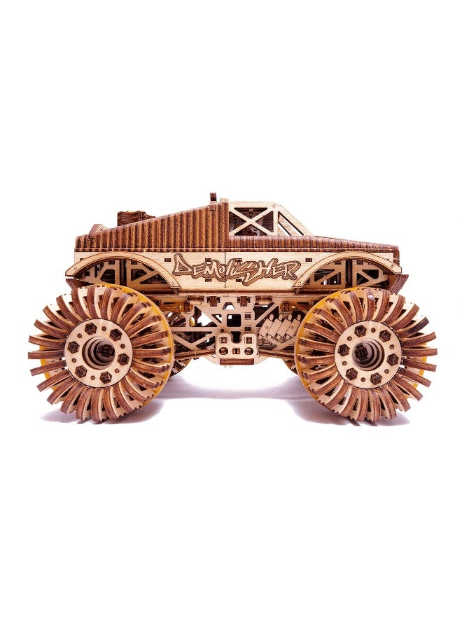 Wood Trick Monster Pickup Truck Car 3D Wooden Puzzle - Rides up to 18 feet - 8.3x6.3 in - Model Truck Kit to Build for Adults and Kids