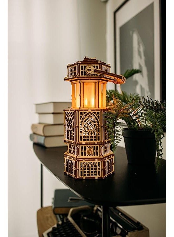 Wood Trick Antique Lantern Luminous LED 3D Wooden Puzzles for Adults and Kids to Build - 2-Mode Lighting - Engineering DIY Project Mechanical 3D Puzzle Model Kits for Adults