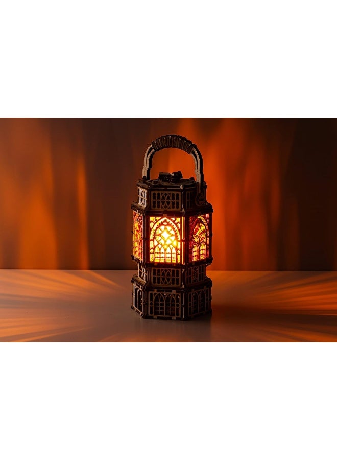 Wood Trick Antique Lantern Luminous LED 3D Wooden Puzzles for Adults and Kids to Build - 2-Mode Lighting - Engineering DIY Project Mechanical 3D Puzzle Model Kits for Adults