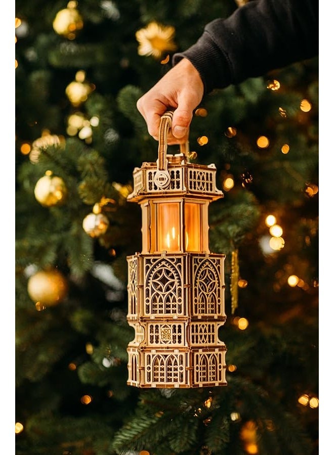 Wood Trick Antique Lantern Luminous LED 3D Wooden Puzzles for Adults and Kids to Build - 2-Mode Lighting - Engineering DIY Project Mechanical 3D Puzzle Model Kits for Adults